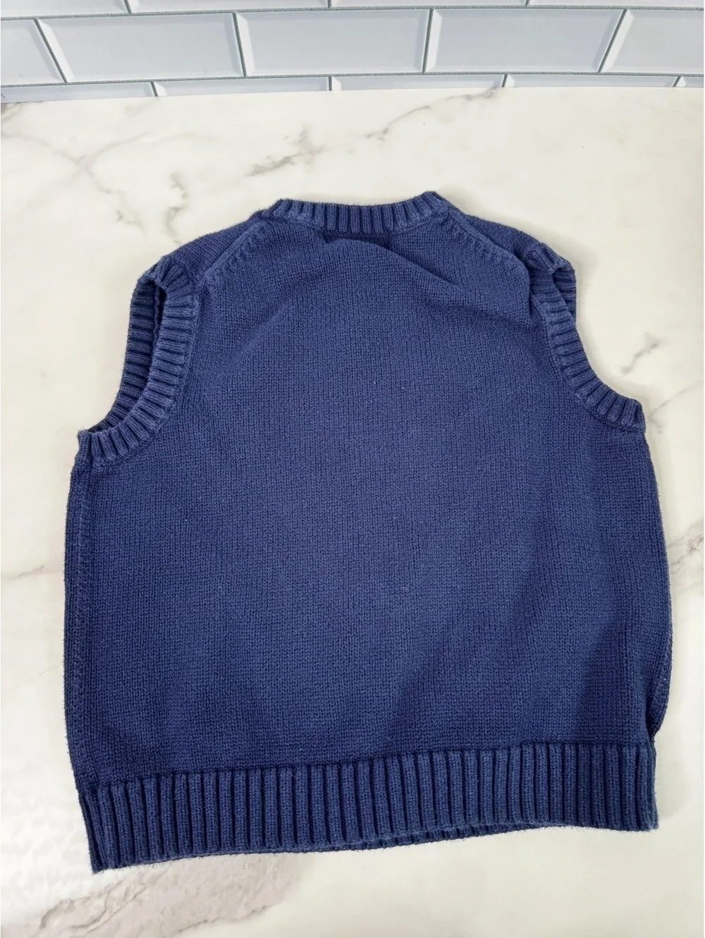 Polo Ralph Lauren Boys Size 5 Navy Blue Cotton V-Neck Sweater Vest Pony